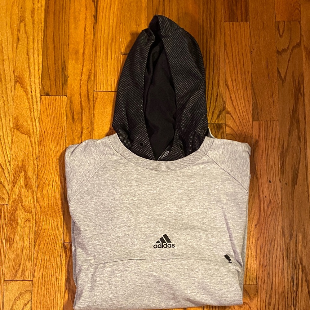 Adidas Light Gray Sweatshirt with Black Hood